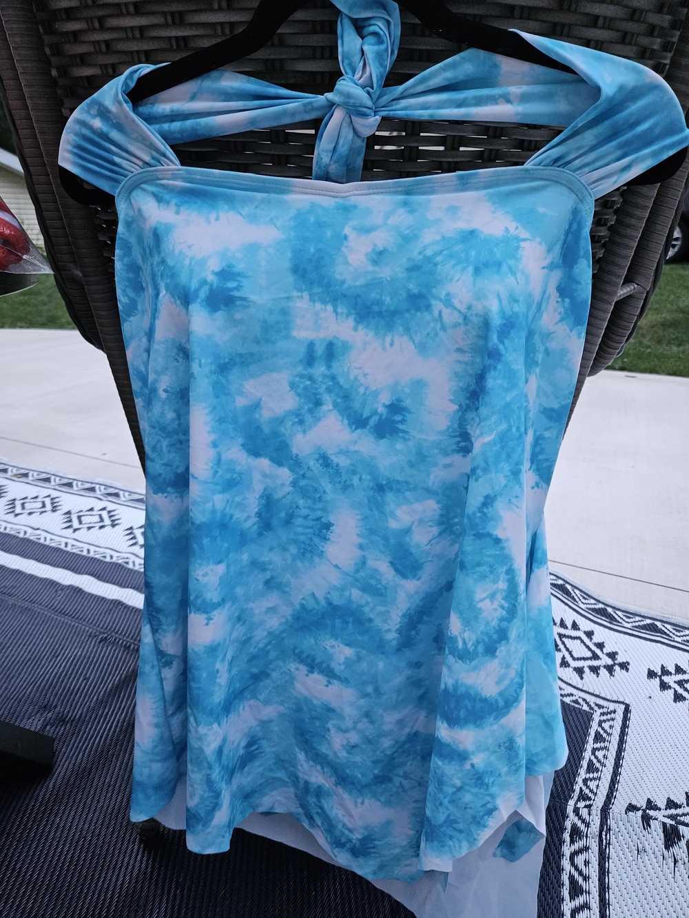 Blue Tie-Dye Halter Sundress